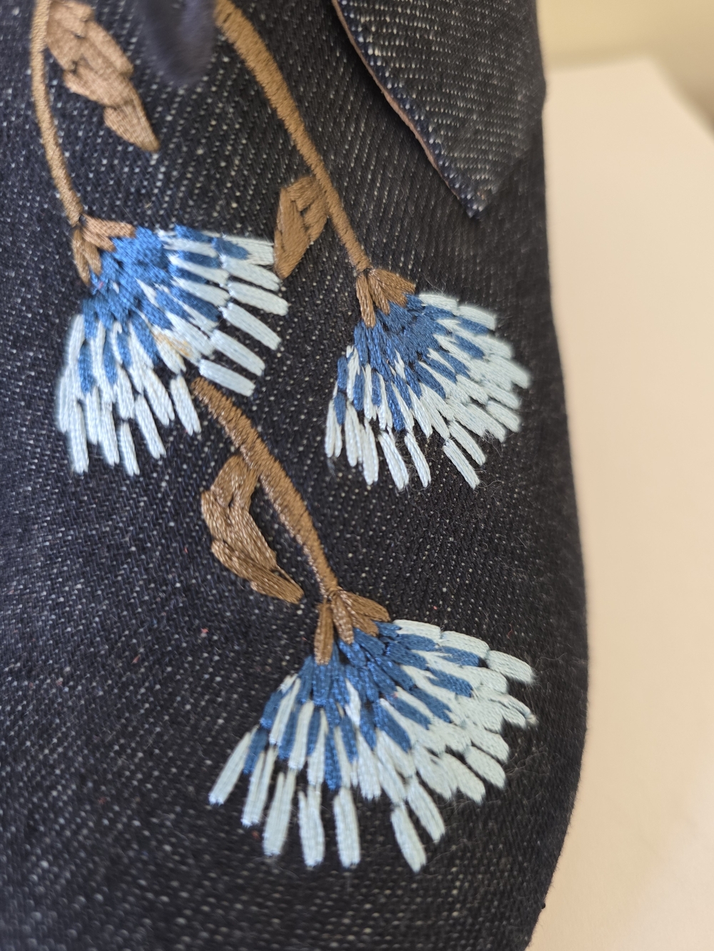 Laurence Dacade Belen Floral Embroidered Denim Booties Italy EU 42 US 10-10.5 - Picture 9 of 15